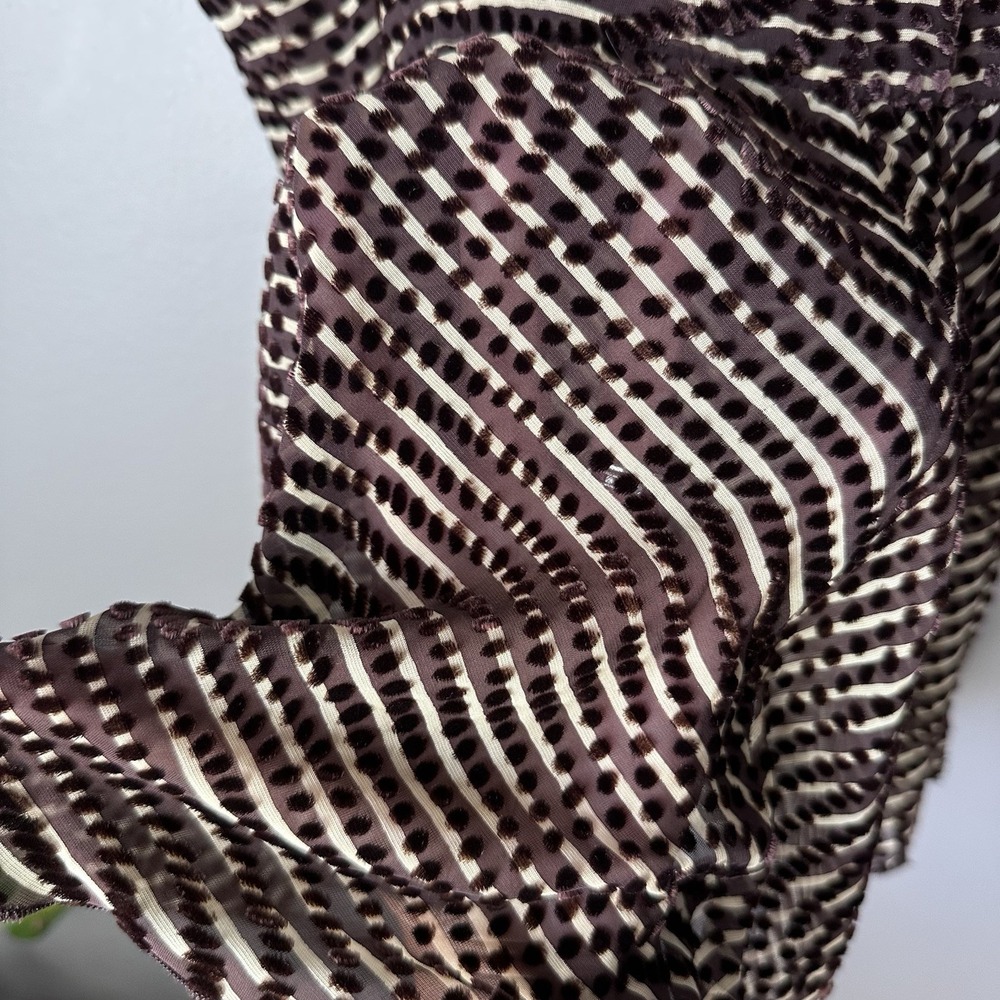 Anna Sui Spaghetti Strap Top Women's 10 Brown Stripes Polka Dots Silk Blend - Picture 10 of 16